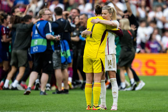 Goalkeeper Christiane Endler and Ada Hegerberg of Lyon look