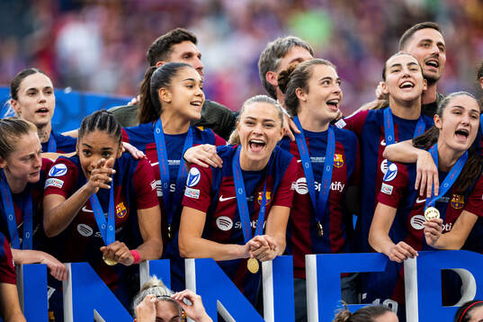 Fridolina Rolfö of Barcelona celebrate