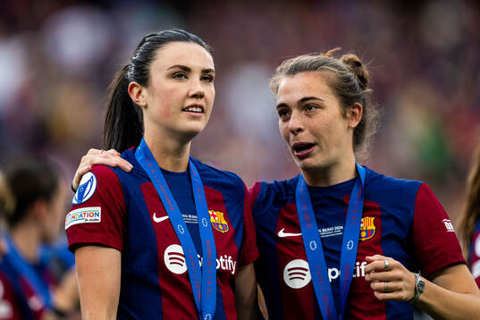 Ingrid Syrstad Engen of Barcelona celebrates
