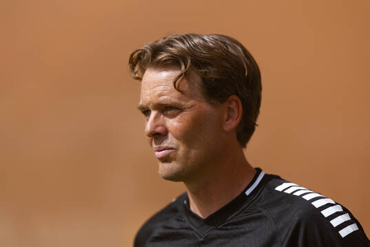 GAIS tränare Fredrik Holmberg innan fotbollsmatchen i