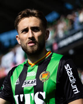 GAIS Jack Cooper-Love innan fotbollsmatchen i Allsvenskan