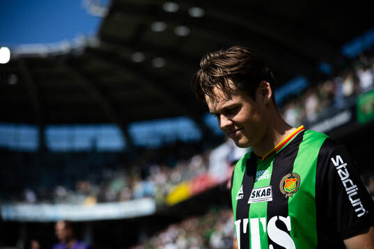 GAIS Axel Henriksson innan fotbollsmatchen i Allsvenskan