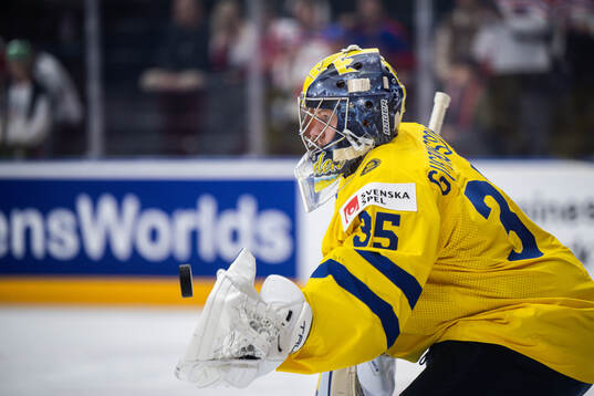 Goaltender Filip Gustavsson of Sweden