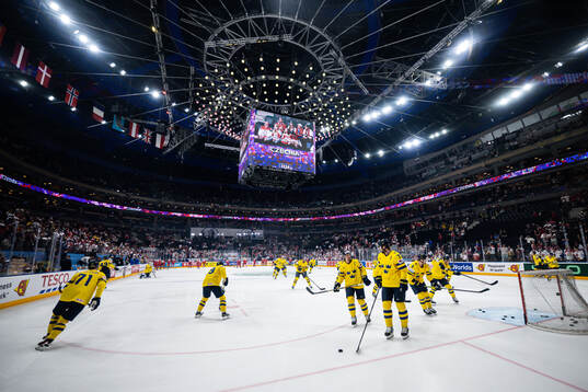 The players of Sweden at warm up in O2 Arena