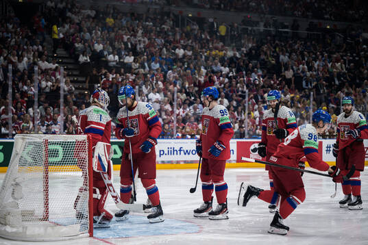 Lukas Dostal of Czech Republic with  team mates