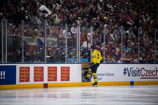Adrian Kempe of Sweden looks dejected