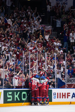Players of Czech Republic celebrate the 2-2 goal