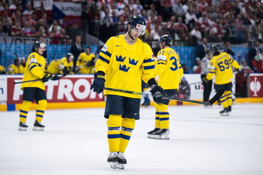 Adrian Kempe of Sweden looks dejected