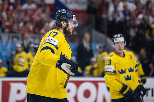 Victor Hedman of Sweden looks dejected