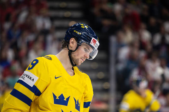 Adrian Kempe of Sweden looks dejected