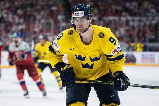 Adrian Kempe of Sweden looks dejected