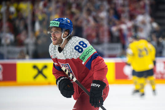 David Pastrnak of Czech Republic celebrates the win