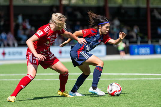 FC Rosengårds Mai Kadowaki och Piteås Ellen Löfqvist