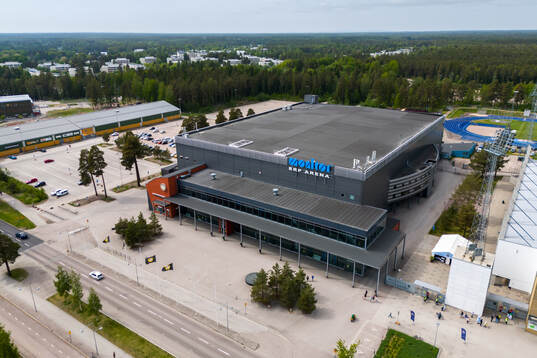Drönarvy av Monitor ERP Arena
