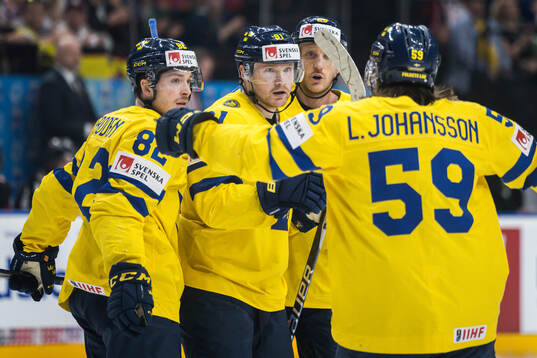 Jesper Frödén and Carl Grundström of Sweden celebrates