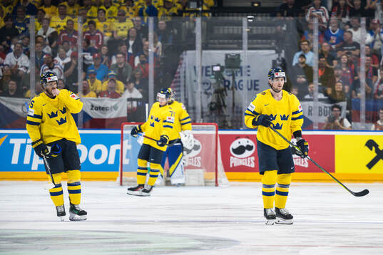 Adrian Kempe of Sweden looks dejected