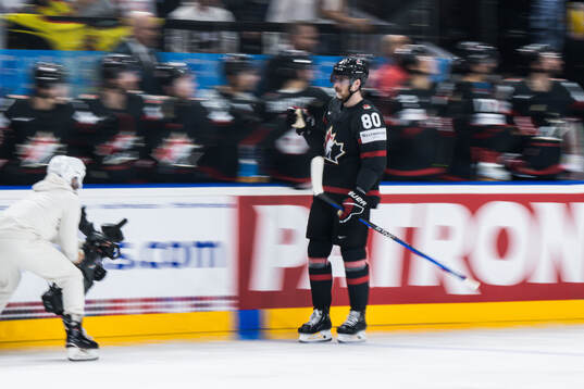 Pierre-Luc Dubois of Canada celebrates