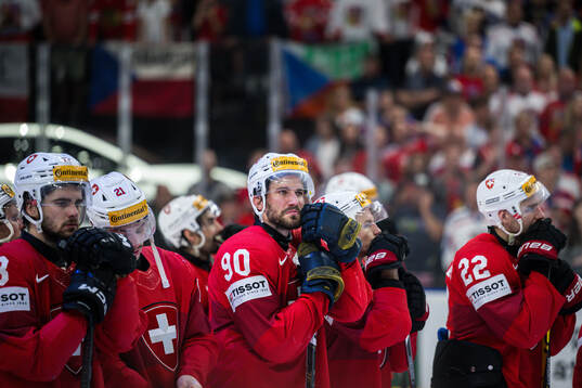 Roman Josi of Switzerland looks dejected
