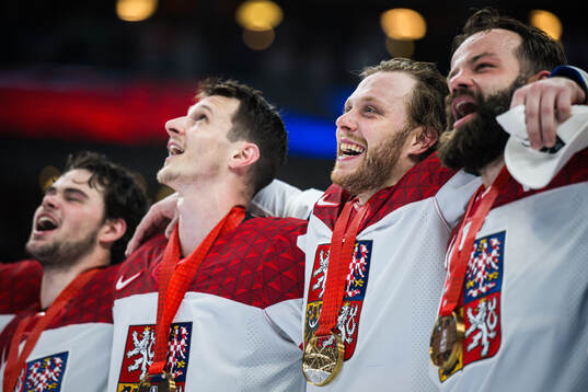 David Pastrnak of Czech Republic celebrates