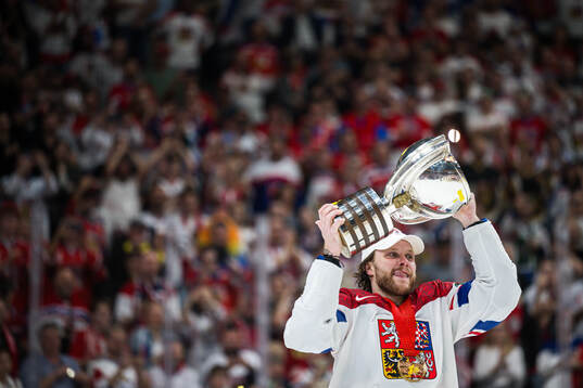 David Pastrnak of Czech Republic celebrates