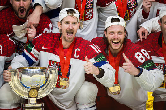 Roman Cervenka and David Pastrnak of Czech Republic