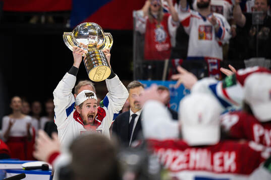 Roman Cervenka of Czech Republic lifts the trophy