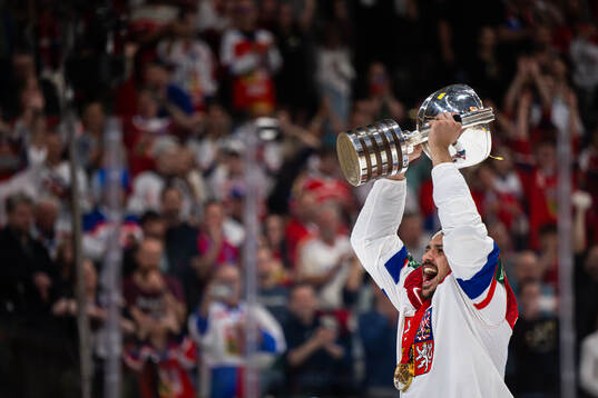 Matej Stransky of Czech Republic celebrates with the trophy
