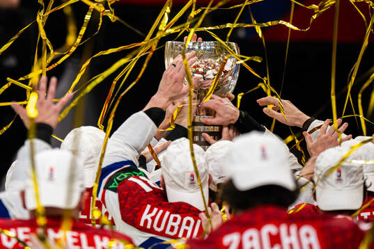 The players of Czech Republic lifts the trophy and celebrate
