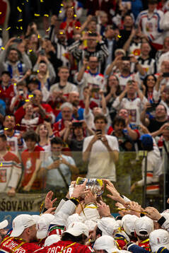 Players of Czech Republic celebrate with the trophy