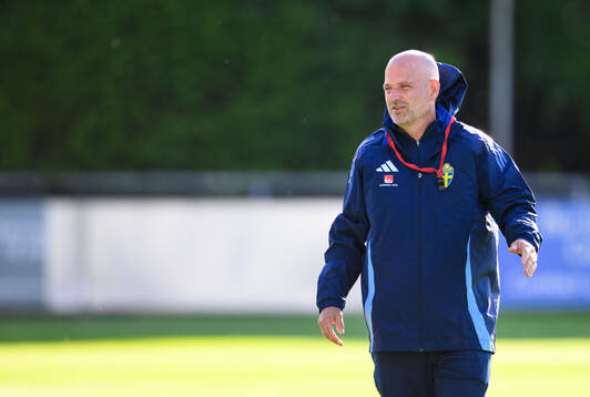 Assistant coach Magnus Wikman of Sweden at a training