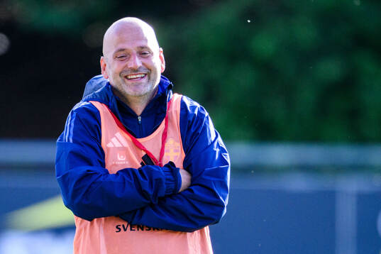 Assistant coach Magnus Wikman of Sweden at a training