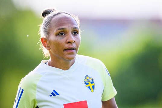 Madelen Janogy of Sweden at a training session the