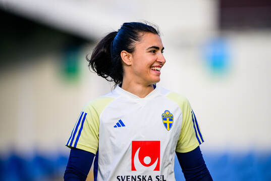 Goalkeeper Zecira Musovic of Sweden at a training session