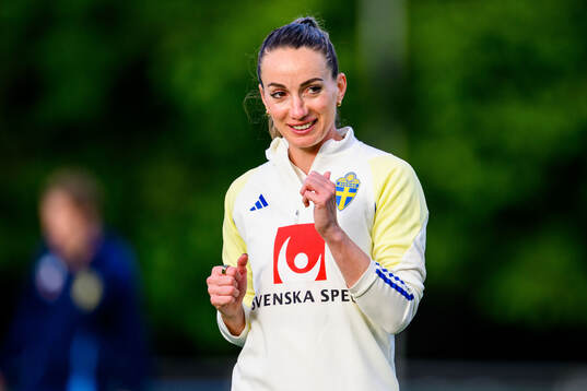 Kosovare Asllani of Sweden at a training session the