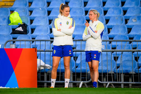 Fridolina Rolfö and Jonna Andersson of Sweden at a