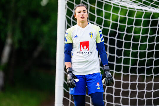 Goalkeeper Zecira Musovic of Sweden at a training session
