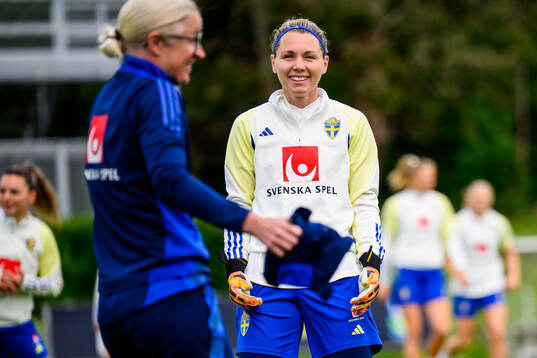 Goalkeeper Jennifer Falk of Sweden at a training session