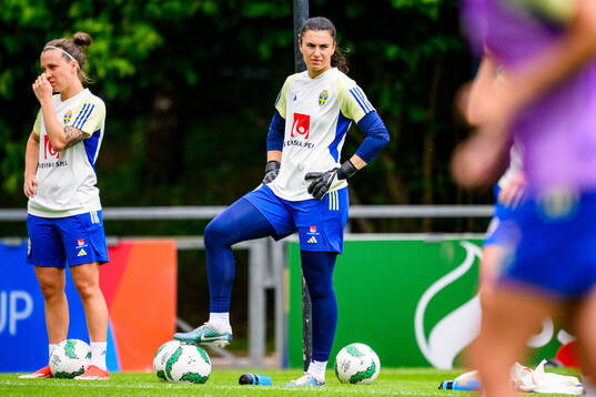 Goalkeeper Zecira Musovic of Sweden at a training session