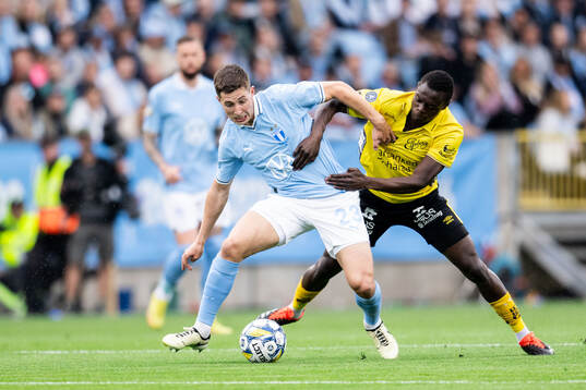 Malmö FFs Lasse Berg Johnsen och Elfsborgs Timothy Noor
