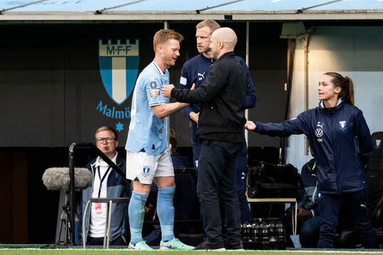 Malmö FFs Anders Christiansen och tränare Henrik Rydström