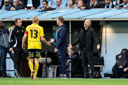 Elfsborgs Johan Larsson och Malmö FFs tränare Henrik