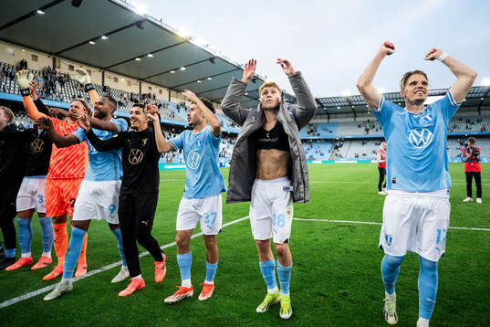 Malmö FFs Adrian Skogmar, Hugo Bolin och Jens Stryger