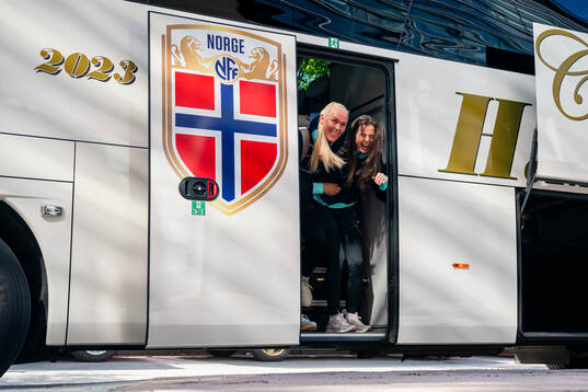 Maria Thorisdottir and Tuva Hansen of the Norwegian women's
