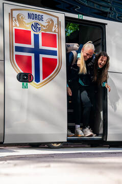 Maria Thorisdottir and Tuva Hansen of the Norwegian women's