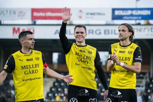 Mjällbys Jesper Gustavsson, Jacob Bergström och Tom