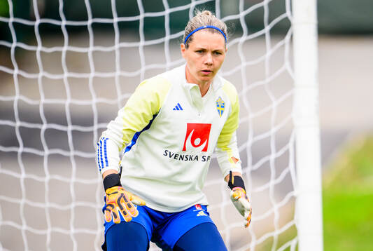 Goalkeeper Jennifer Falk of Sweden at a training session