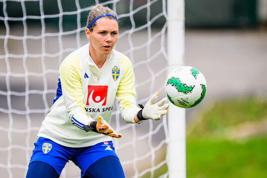 Goalkeeper Jennifer Falk of Sweden at a training session