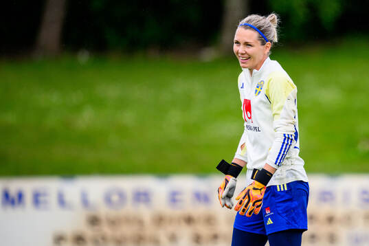 Goalkeeper Jennifer Falk of Sweden at a training session
