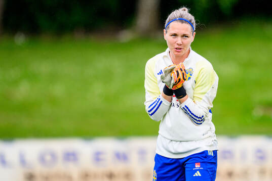 Goalkeeper Jennifer Falk of Sweden at a training session