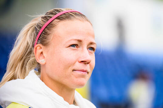 Hanna Glas of Sweden is interviewed by the media